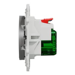 Prise de courant affleurante 2P+T avec USB C Odace S530089 Aluminium 