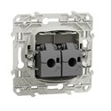 Prise double RJ45 (8 contacts) Cat.6 Odace S540486 Anthracite grade 3 multimédia