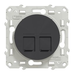 Prise double RJ45 (8 contacts) Cat.6 Odace S540486 Anthracite grade 3 multimédia
