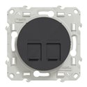 Prise double RJ45 (8 contacts) Cat.6 Odace S540486 Anthracite grade 3 multimédia