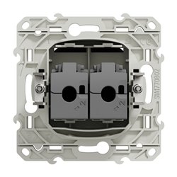 Prise double RJ45 (8 contacts) Cat.6 Odace S540486 Anthracite grade 3 multimédia