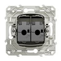 Prise double RJ45 (8 contacts) Cat.6 Odace S540486 Anthracite grade 3 multimédia