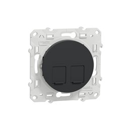 Prise double RJ45 (8 contacts) Cat.6 Odace S540485 Anthracite grade 1 (informatique + tél)