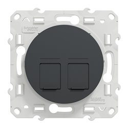 Prise double RJ45 (8 contacts) Cat.6 Odace S540485 Anthracite grade 1 (informatique + tél)