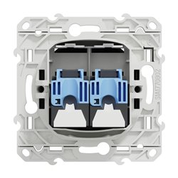 Prise double RJ45 (8 contacts) Cat.6 Odace S540485 Anthracite grade 1 (informatique + tél)