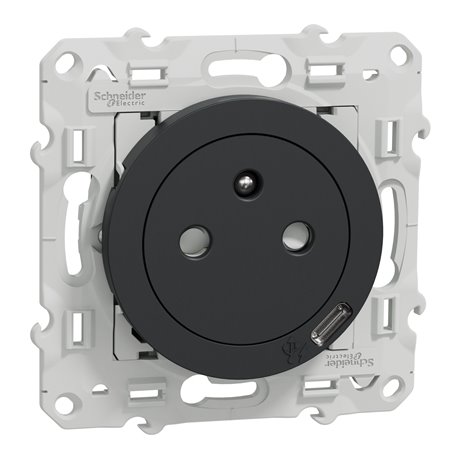 Prise de courant affleurante 2P+T avec USB C odace S540089 Anthracite Prise de courant affleurante 2P+T avec USB C odace S540089 Anthracite