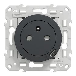 Prise de courant affleurante 2P+T avec USB C odace S540089 Anthracite 