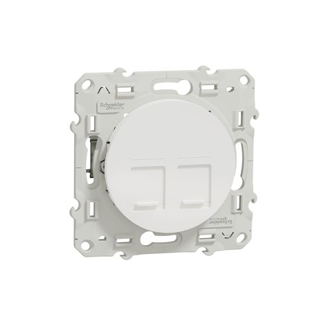 Prise double RJ45 (8 contacts) Cat.6 Odace S520486 Blanc brillant grade 3 multimédia Prise double RJ45 (8 contacts) Cat.6 Odace S520486 Blanc brillant grade 3 multimédia