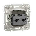 Prise double RJ45 (8 contacts) Cat.6 Odace S520486 Blanc brillant grade 3 multimédia