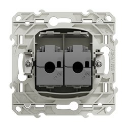 Prise double RJ45 (8 contacts) Cat.6 Odace S520486 Blanc brillant grade 3 multimédia