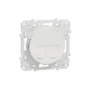 Prise double RJ45 (8 contacts) Cat.6 Odace S520485 Blanc brillant grade 1 (informatique + tél)