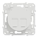 Prise double RJ45 (8 contacts) Cat.6 Odace S520485 Blanc brillant grade 1 (informatique + tél)