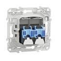 Prise double RJ45 (8 contacts) Cat.6 Odace S520485 Blanc brillant grade 1 (informatique + tél)