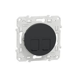 Prise double pour RJ45 sans connecteur (empreinte Infraplus) Odace S540410 Anthracite 