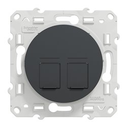 Prise double pour RJ45 sans connecteur (empreinte Infraplus) Odace S540410 Anthracite 
