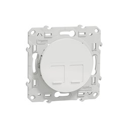 Prise double pour RJ45 Odace S520410 Blanc 