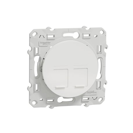 Prise double pour RJ45 Odace S520410 Blanc 