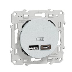 Prise de courant affleurante 2P+T française Odace S510401 Blanc recyclé brillant 