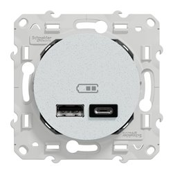 Prise de courant affleurante 2P+T française Odace S510401 Blanc recyclé brillant 