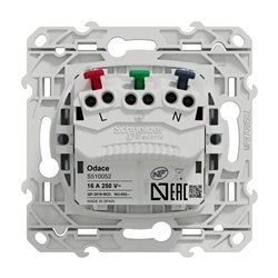 Prise de courant affleurante 2P+T française Odace S510052 Blanc recyclé brillant 