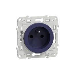 Prise de courant 2P+T française Odace S550049 Bleu cobalt 