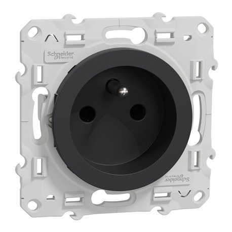 Prise de courant 2P+T française Odace S540049 Anthracite 4 connexions rapides par pôle Prise de courant 2P+T française Odace S540049 Anthracite 4 connexions rapides par pôle