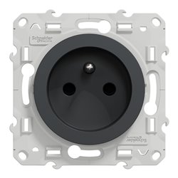 Prise de courant 2P+T française Odace S540049 Anthracite 4 connexions rapides par pôle