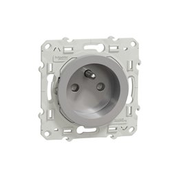 Prise de courant 2P+T française Odace S530059 Aluminium 