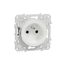 Prise de courant 2P+T française Odace S525049 Blanc brillant 4 connexions  rapides Schneider Electric