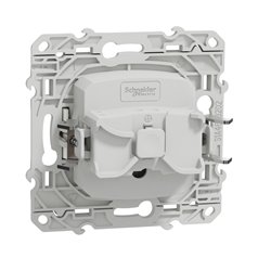 Prise de courant 2P+T française Odace S525049 Blanc brillant 4 connexions rapides