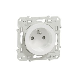 Prise de courant 2P+T française Odace S525039 Blanc brillant connexion à vis