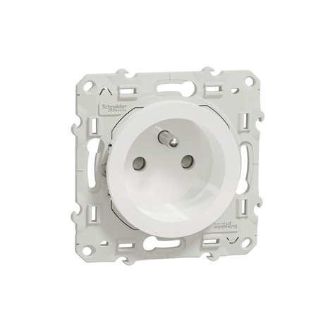 Prise de courant 2P+T française Odace S525039 Blanc brillant connexion à vis