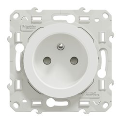 Prise de courant 2P+T française Odace S525039 Blanc brillant connexion à vis