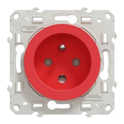 Prise de courant 2P+T française Odace S52009903 Rouge brilant 