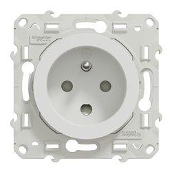 Prise de courant 2P+T française Odace S520099 Blanc brillant 