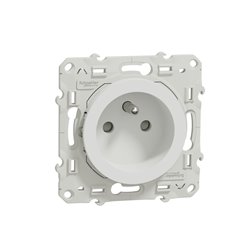 Prise de courant 2P+T française Odace S520039 Blanc brillant 
