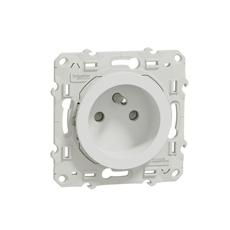 Prise de courant 2P+T française Odace S520039 Blanc brillant 