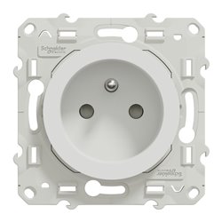 Prise de courant 2P+T française Odace S520039 Blanc brillant 