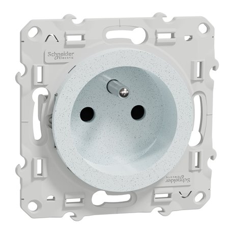 Prise de courant 2P+T française Odace S510049 Blanc recyclé brillant 