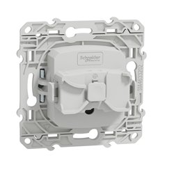 Prise de courant 2P+T française Odace S510049 Blanc recyclé brillant 