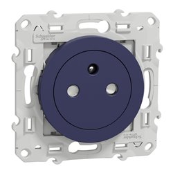 Prise de courant 2P+T française affleurante Odace S550052 Bleu cobalt 