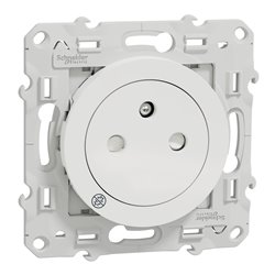 Prise de courant 2P+T française affleurante Odace S500052 Blanc antibactérien 