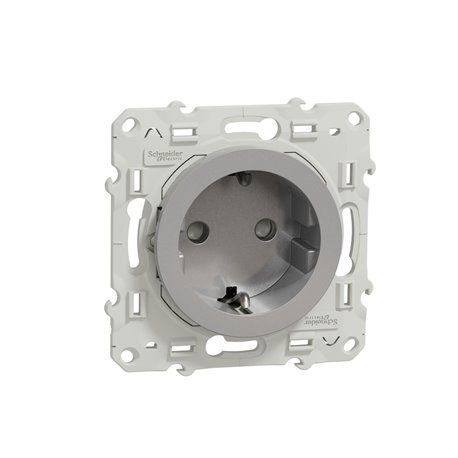 Prise de courant 2P+T allemand Odace S530057 Aluminium 