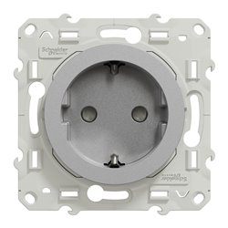 Prise de courant 2P+T allemand Odace S530057 Aluminium 