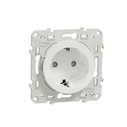 Prise de courant 2P+T allemand Odace S520057 Blanc brillant 