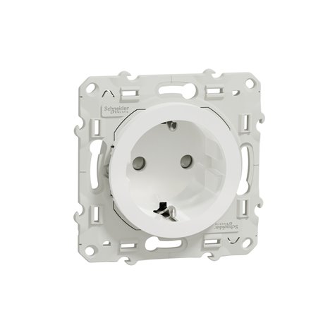 Prise de courant 2P+T allemand Odace S520057 Blanc brillant 