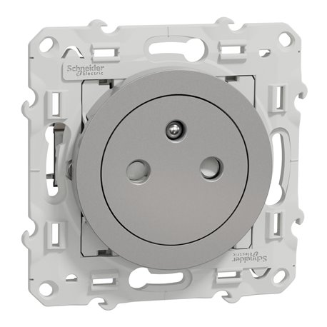 Prise de courant 2P+T affleurante spécial pour rénovation Odace S535052 Aluminium Prise de courant 2P+T affleurante spécial pour rénovation Odace S535052 Aluminium