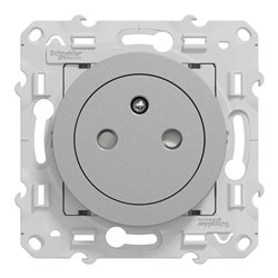 Prise de courant 2P+T affleurante spécial pour rénovation Odace S535052 Aluminium 