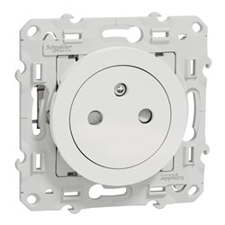 Prise de courant 2P+T affleurante spécial pour rénovation Odace S525052 Blanc brillant 2 connexions rapides