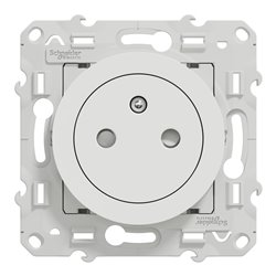 Prise de courant 2P+T affleurante spécial pour rénovation Odace S525052 Blanc brillant 2 connexions rapides